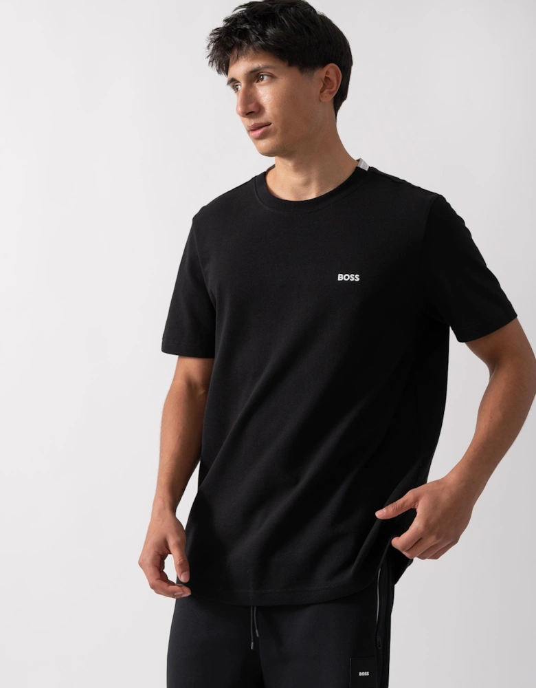 BOSS Green Taddy Mens Cotton Piqué T-Shirt with Oxford-Jacquard Back Collar