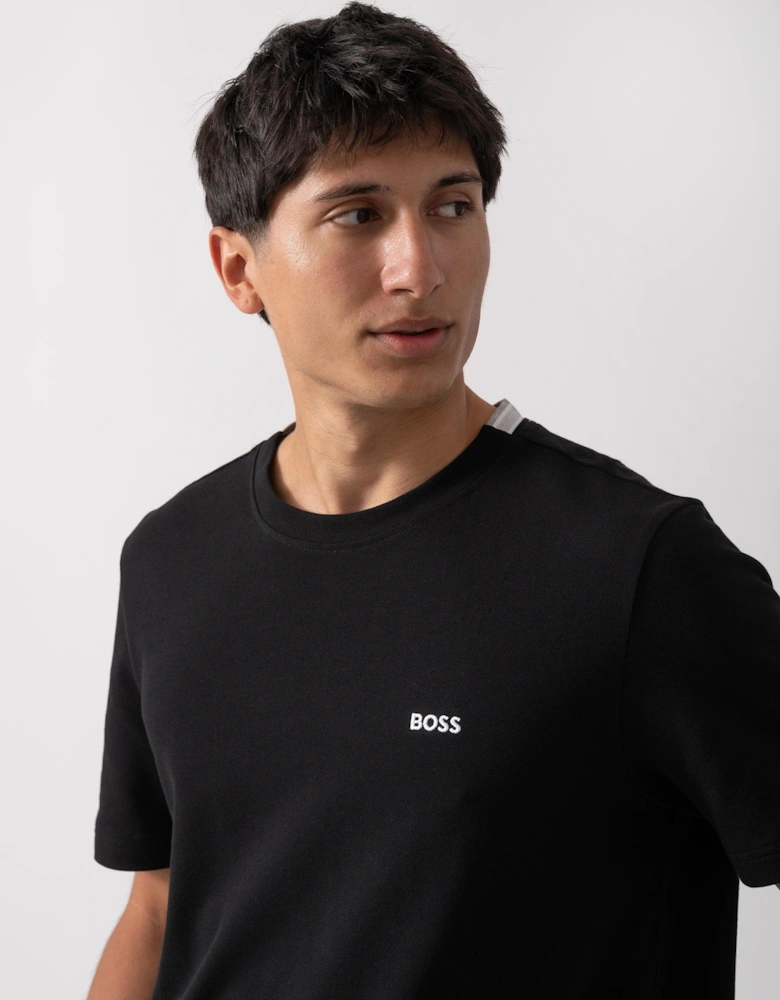 BOSS Green Taddy Mens Cotton Piqué T-Shirt with Oxford-Jacquard Back Collar