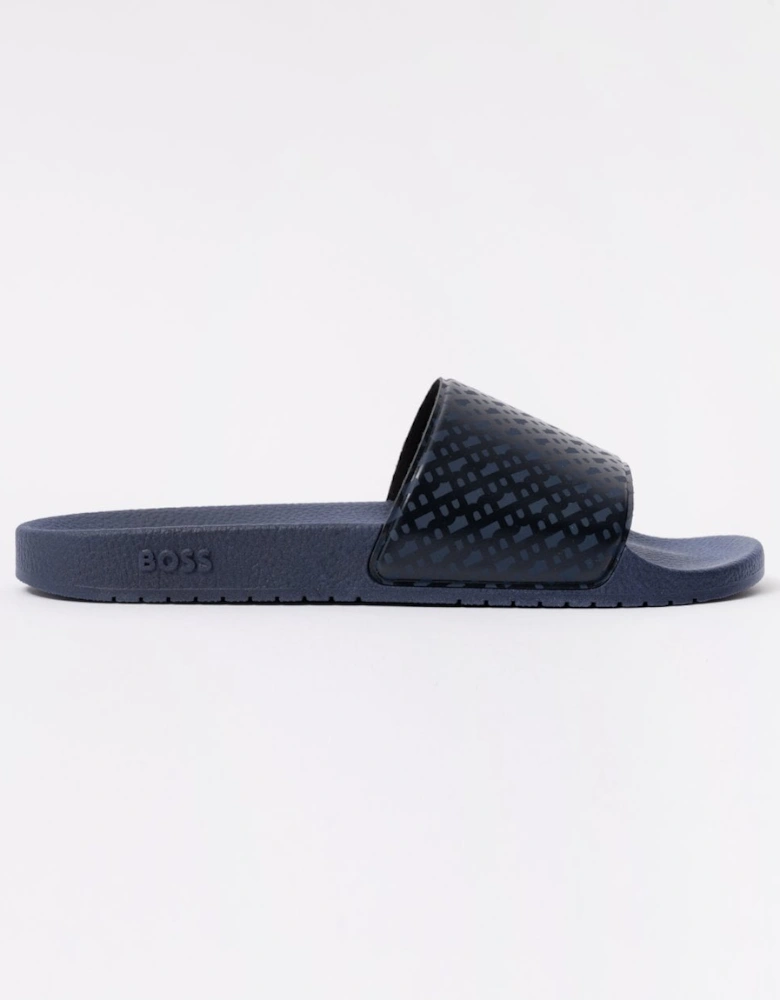 BOSS Orange Aryeh Mens Monogram Strap Sliders