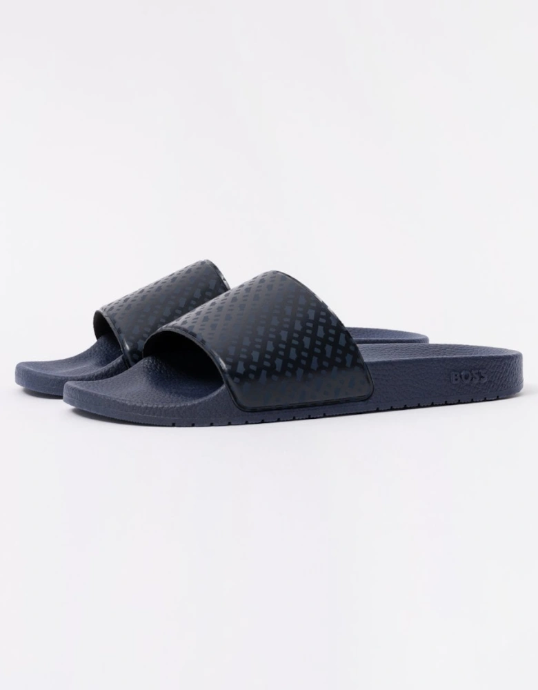 BOSS Orange Aryeh Mens Monogram Strap Sliders
