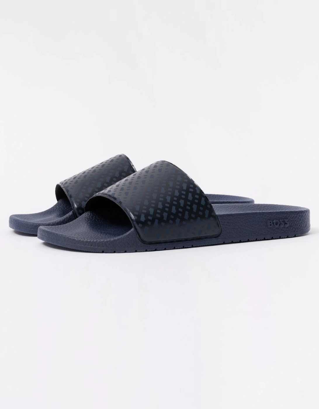 BOSS Orange Aryeh Mens Monogram Strap Sliders, 7 of 6