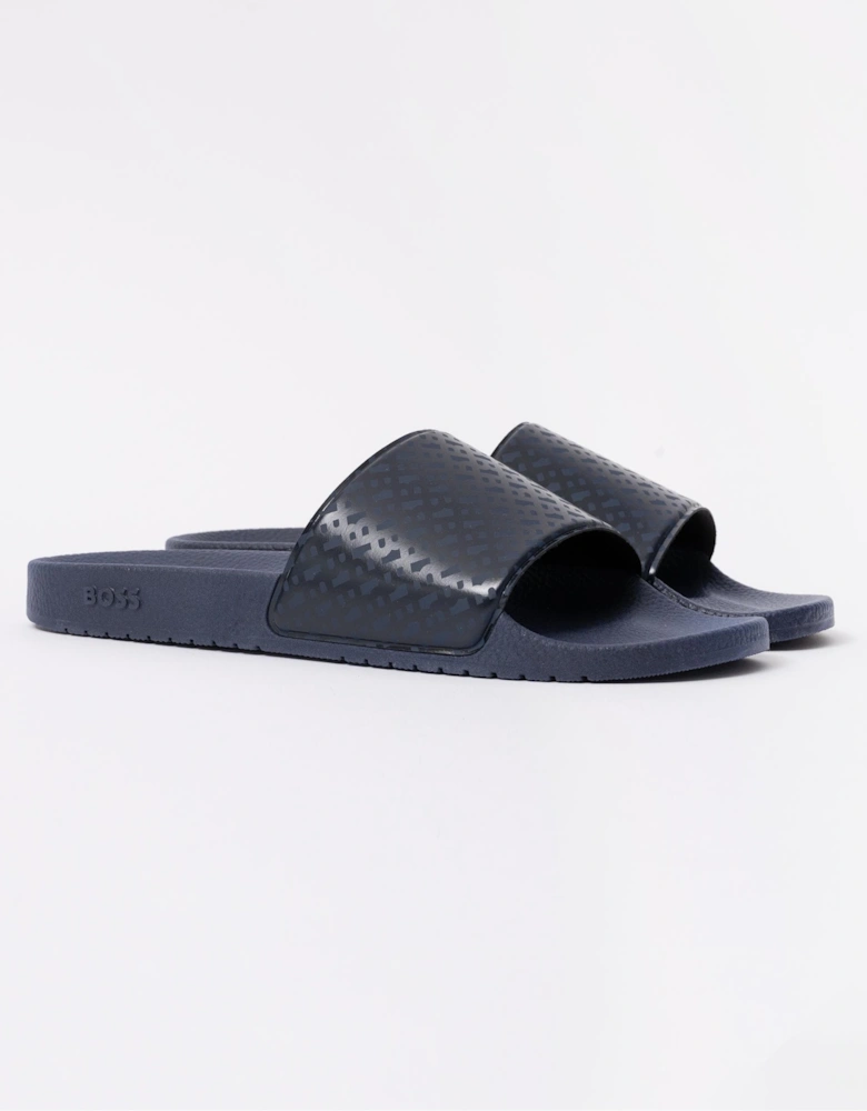 BOSS Orange Aryeh Mens Monogram Strap Sliders