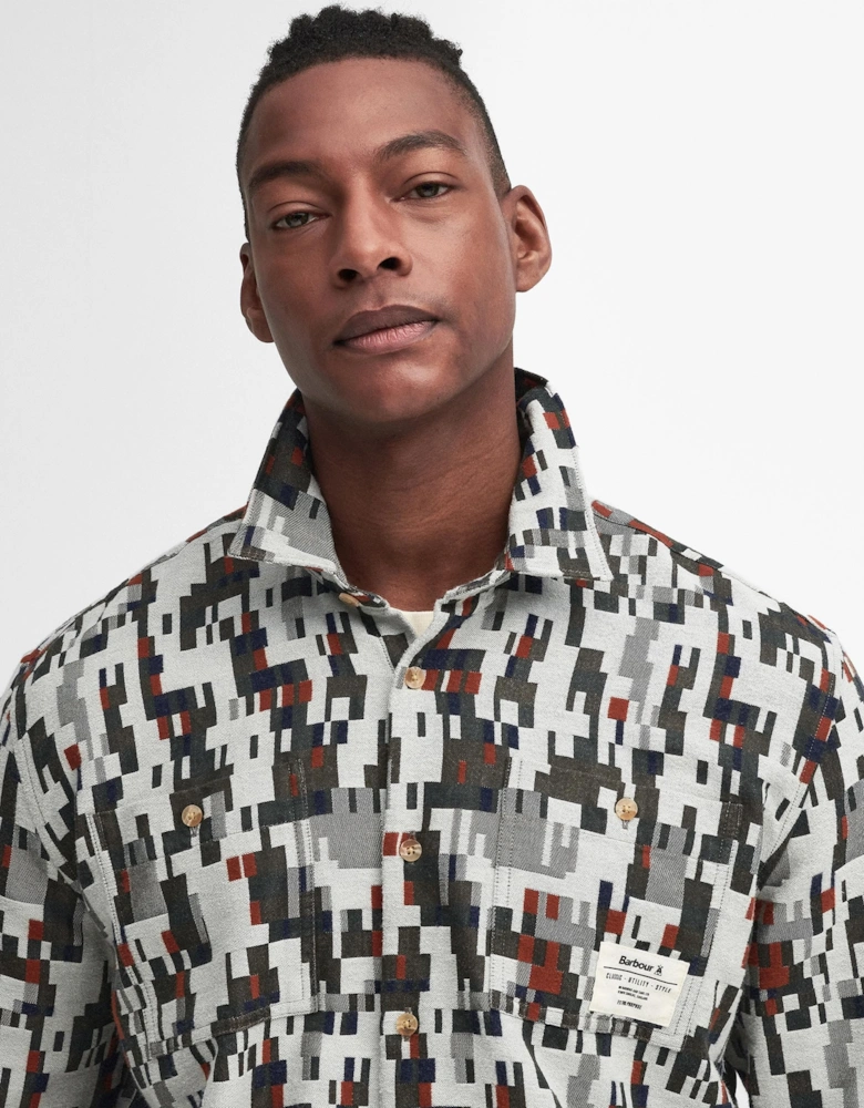 Coalbrook Mens Relaxed Long Sleeve Jacquard Shirt