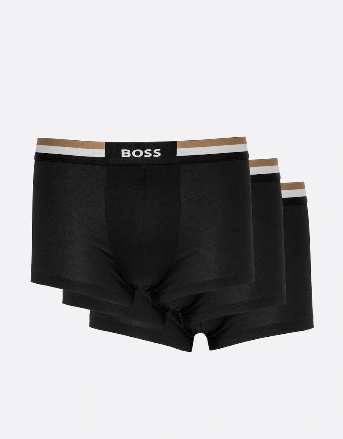 Boss Men's BOSS Orange Motion Mens 3 Pack Cotton-Blend Trunks with Signature Waistbands - Black