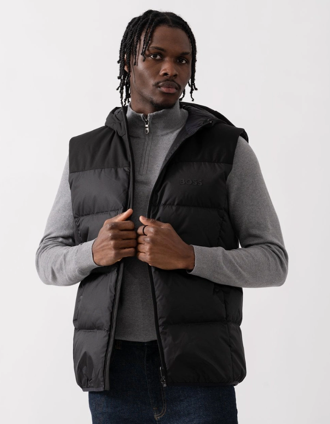 BOSS Green V Hamar 2 Mens Padded Hooded Gilet, 6 of 5