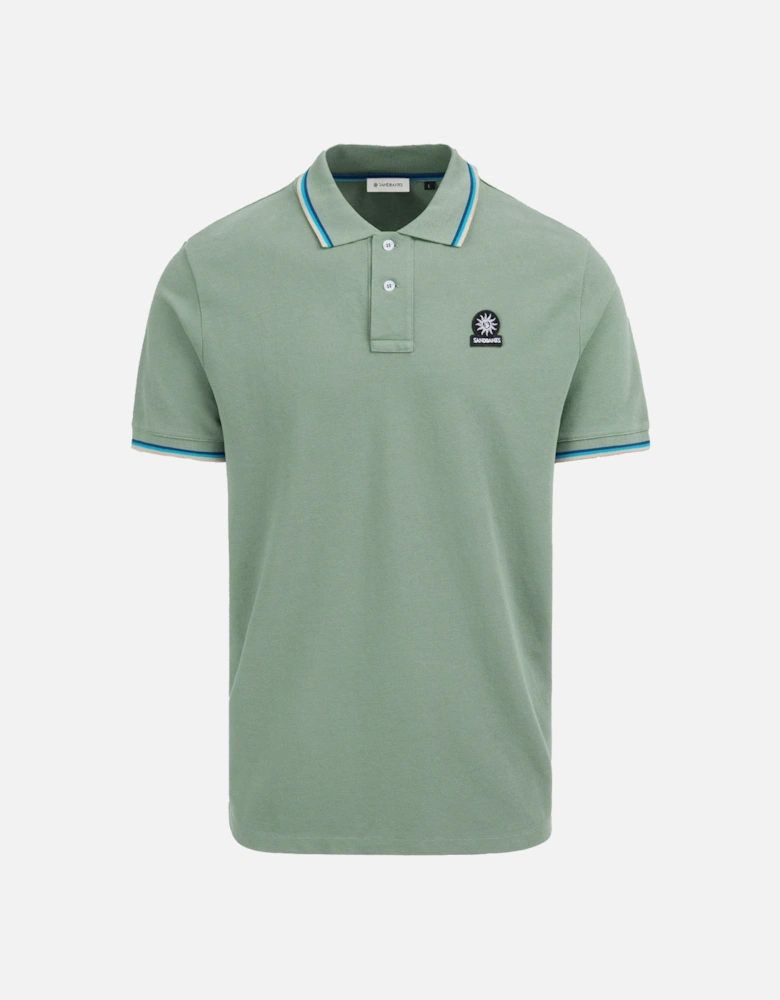 Badge Logo Tipped Polo Sage