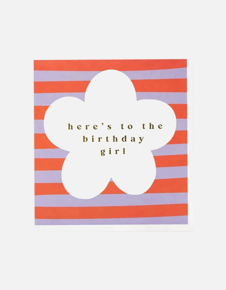 Lilac/Orange Stripe Flower Birthday Girl Card