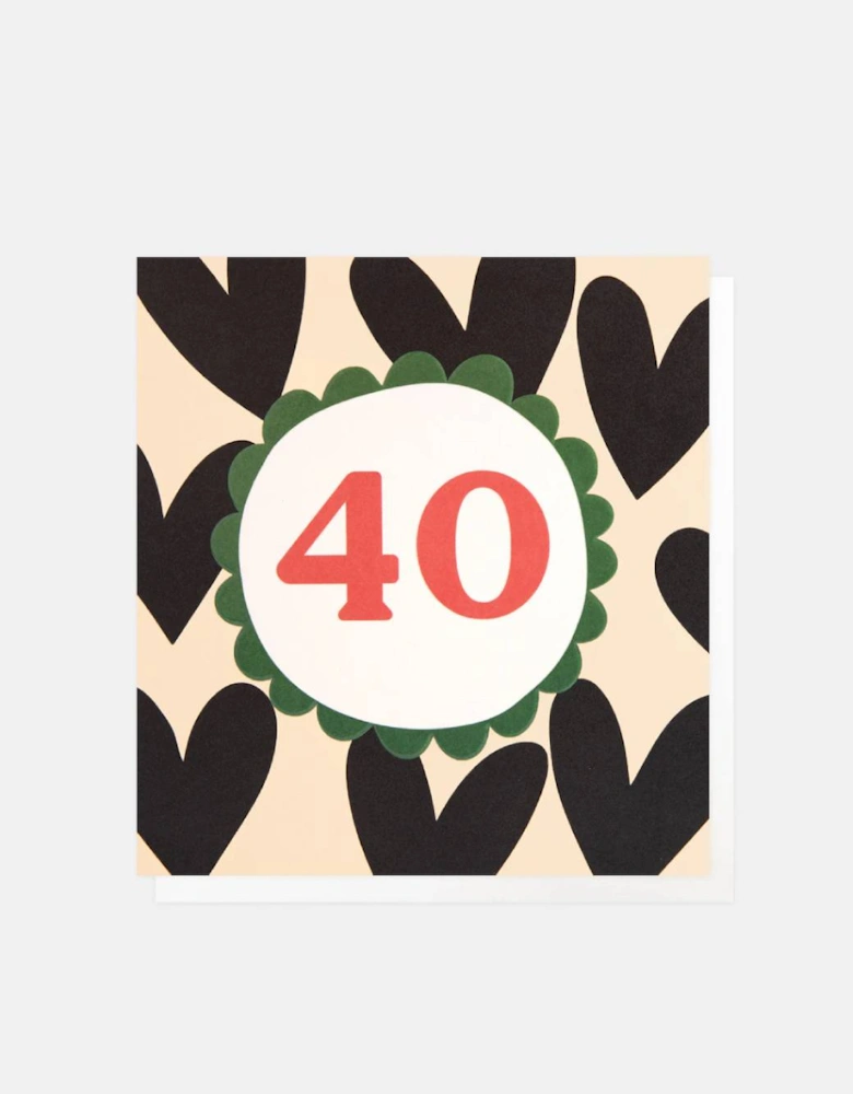 Charcoal Hearts 40th Birthday Card