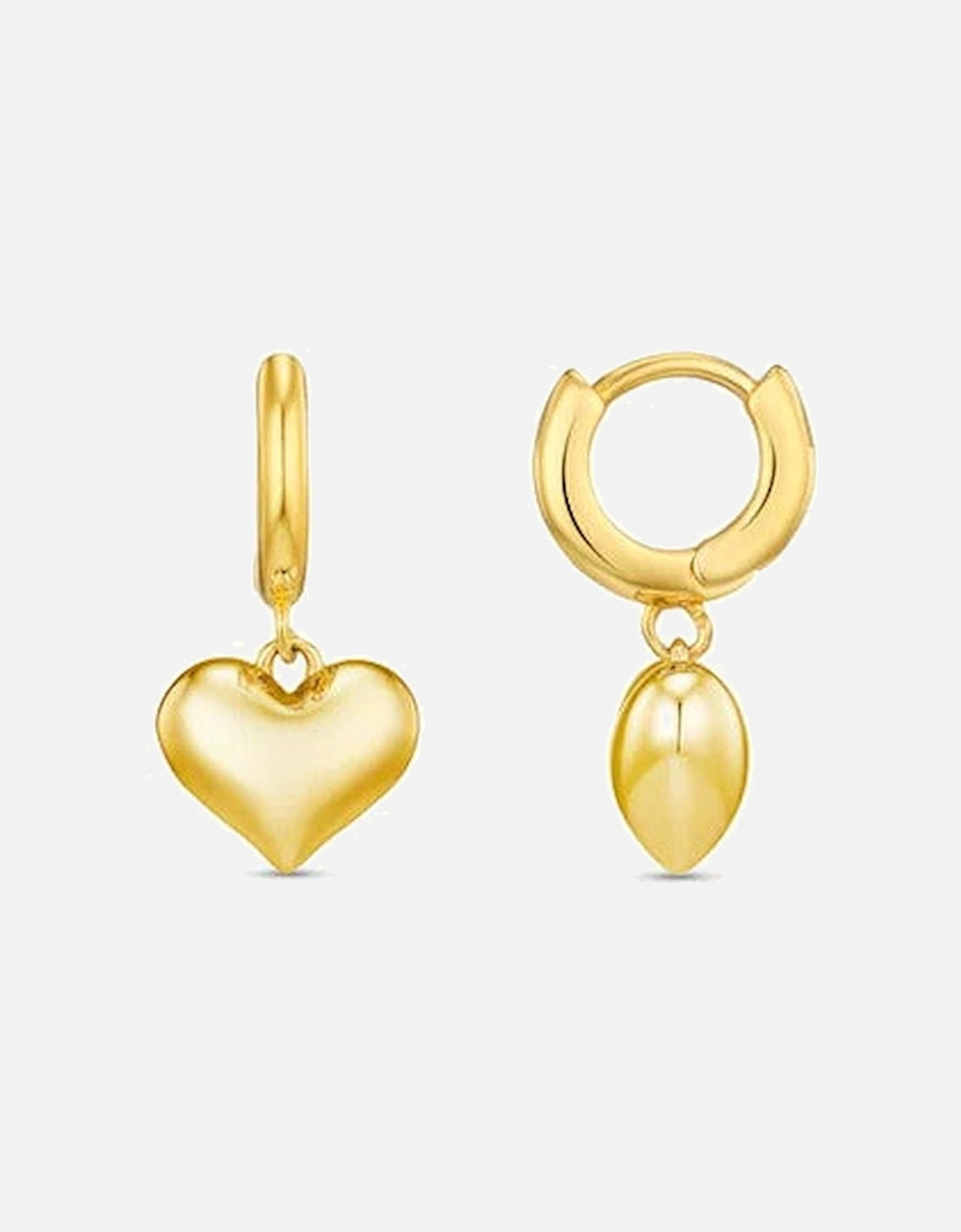 Domed Heart Huggie Hoops - Gold, 2 of 1