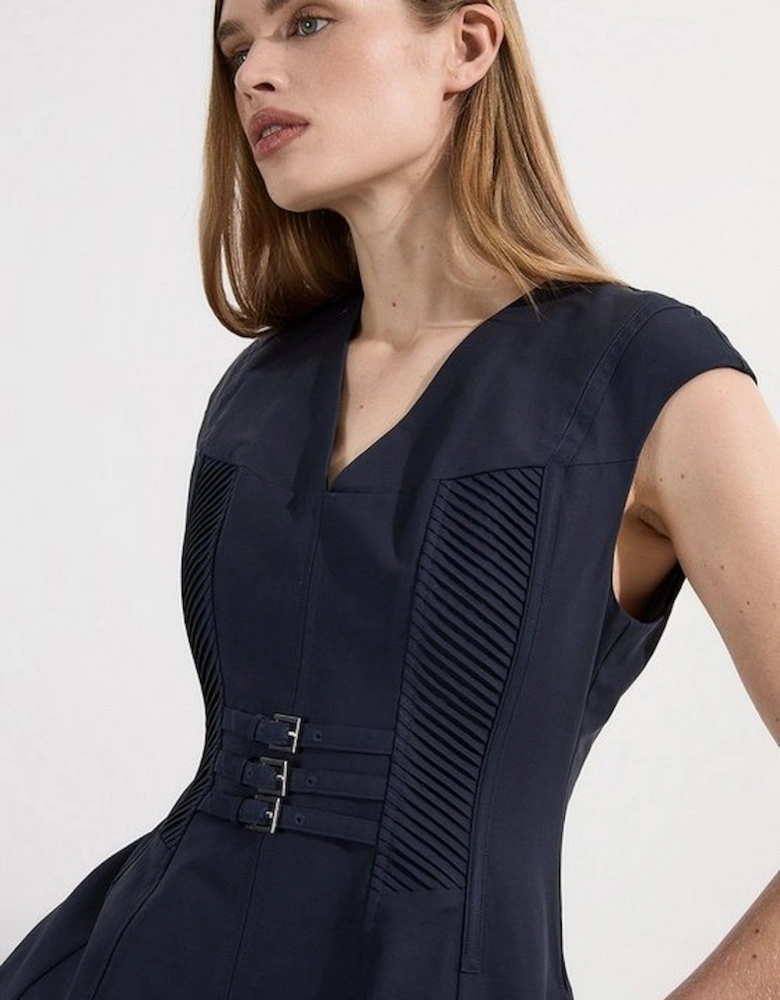 Archive Collection - Tailored Cotton Pintuck Grosgrain Corset Maxi Dress