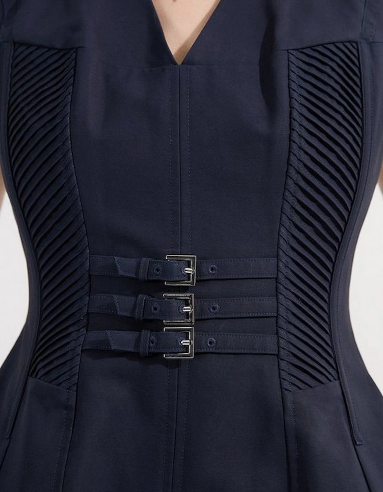 Archive Collection - Tailored Cotton Pintuck Grosgrain Corset Maxi Dress