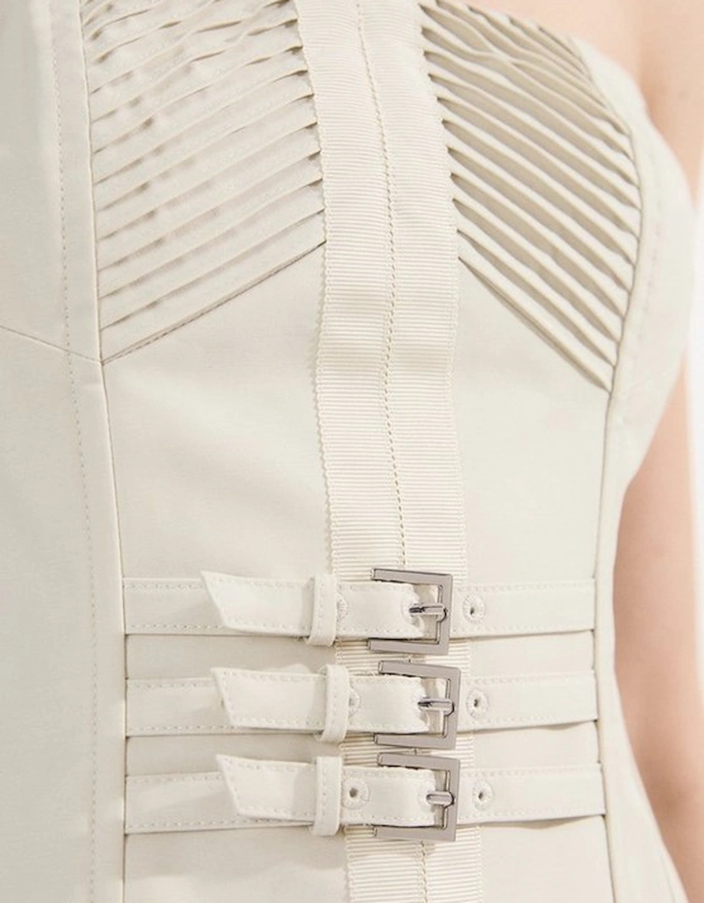 Archive Collection - Tailored Cotton Pintuck Grosgrain Belted Corset