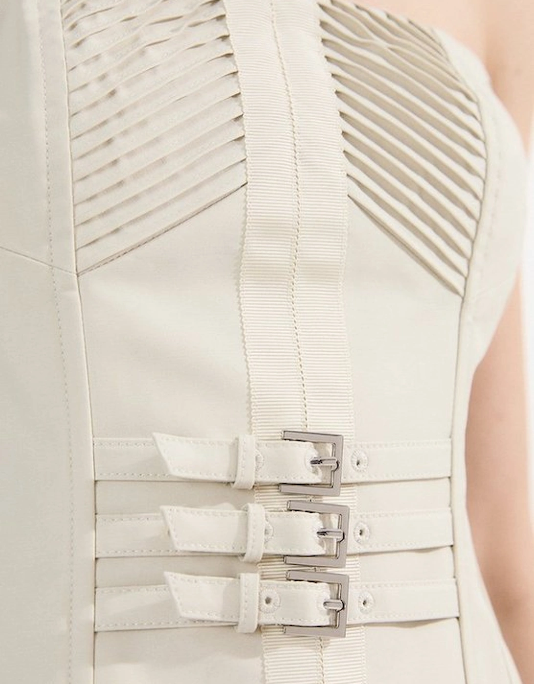 Archive Collection - Tailored Cotton Pintuck Grosgrain Belted Corset
