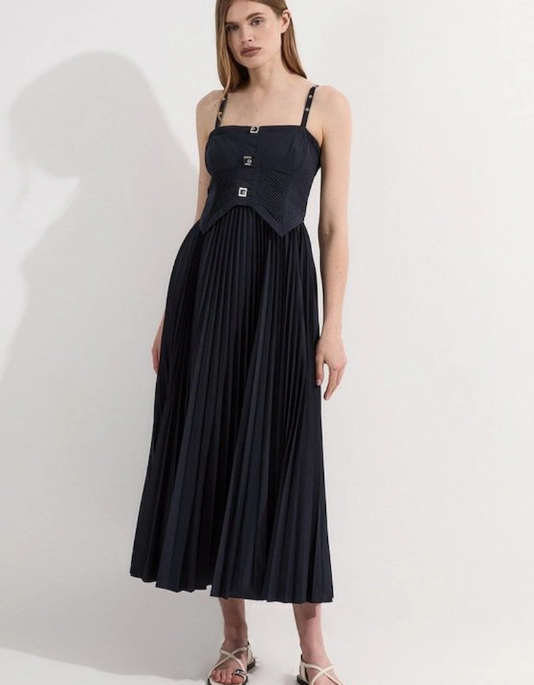 Archive Collection - Cotton Poplin Corset Woven Maxi Dress