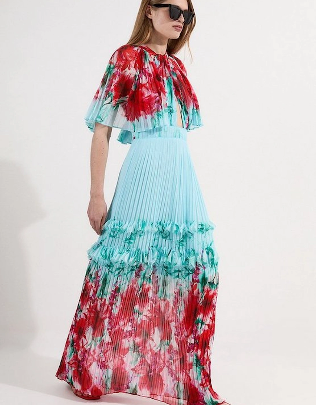 Floral Pleat Detail Woven Maxi Dress, 4 of 3