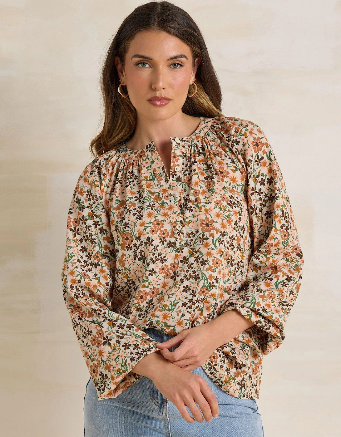 Tall Ditsy Half Button Shirt, 2 of 1