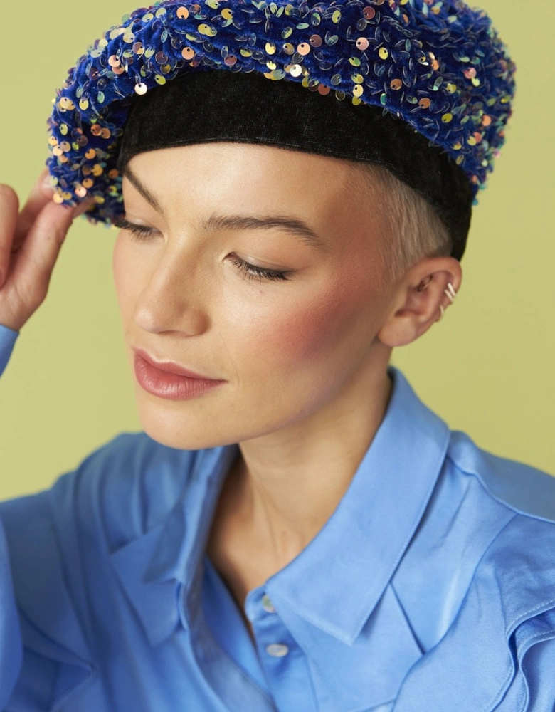 Blue Sequin Beret