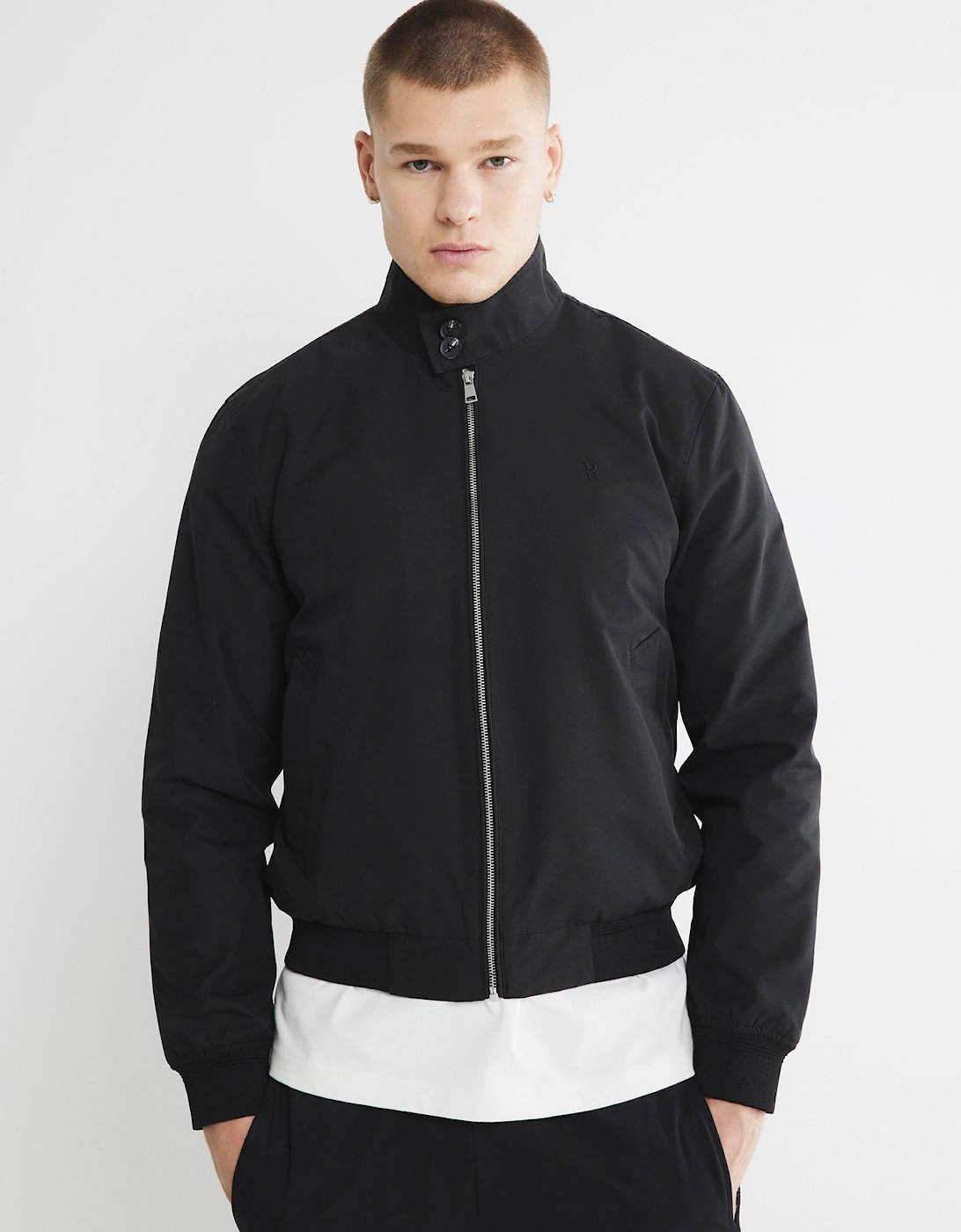 Cotton Funnel Harrington Jacket - Black, 2 of 1