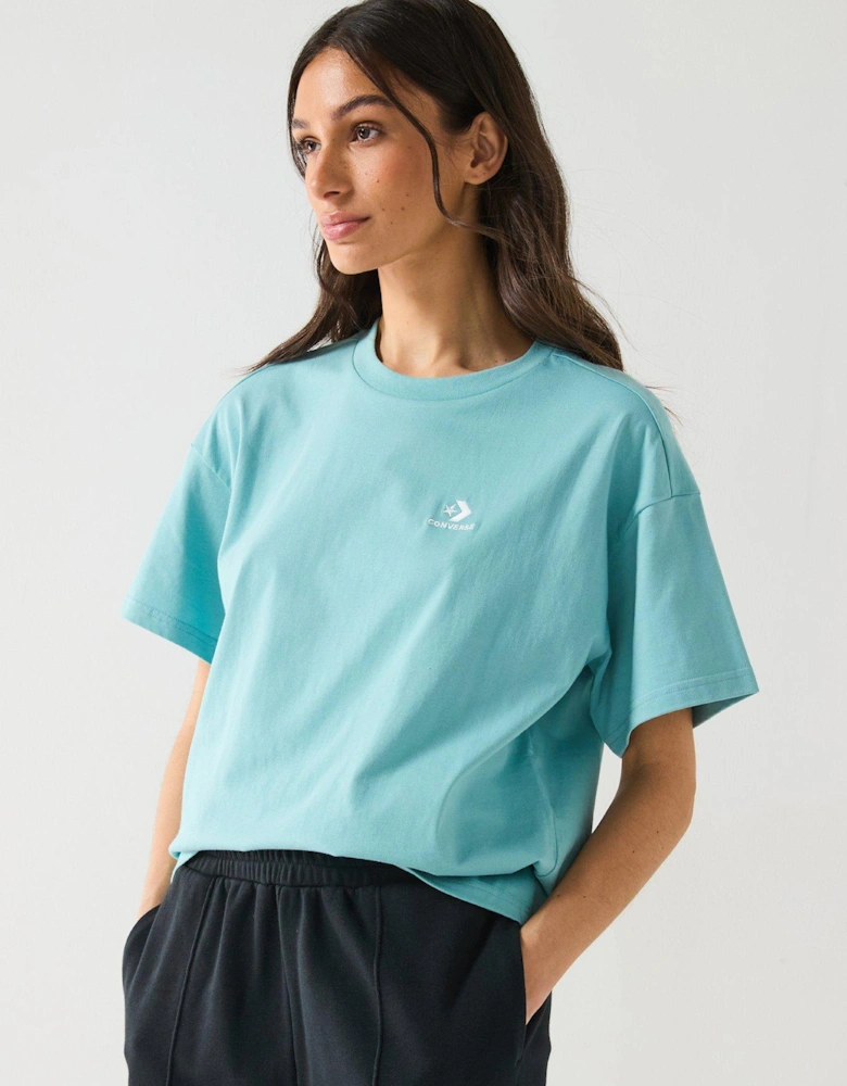 Womens Star Chevron Oversized Tee - Blue