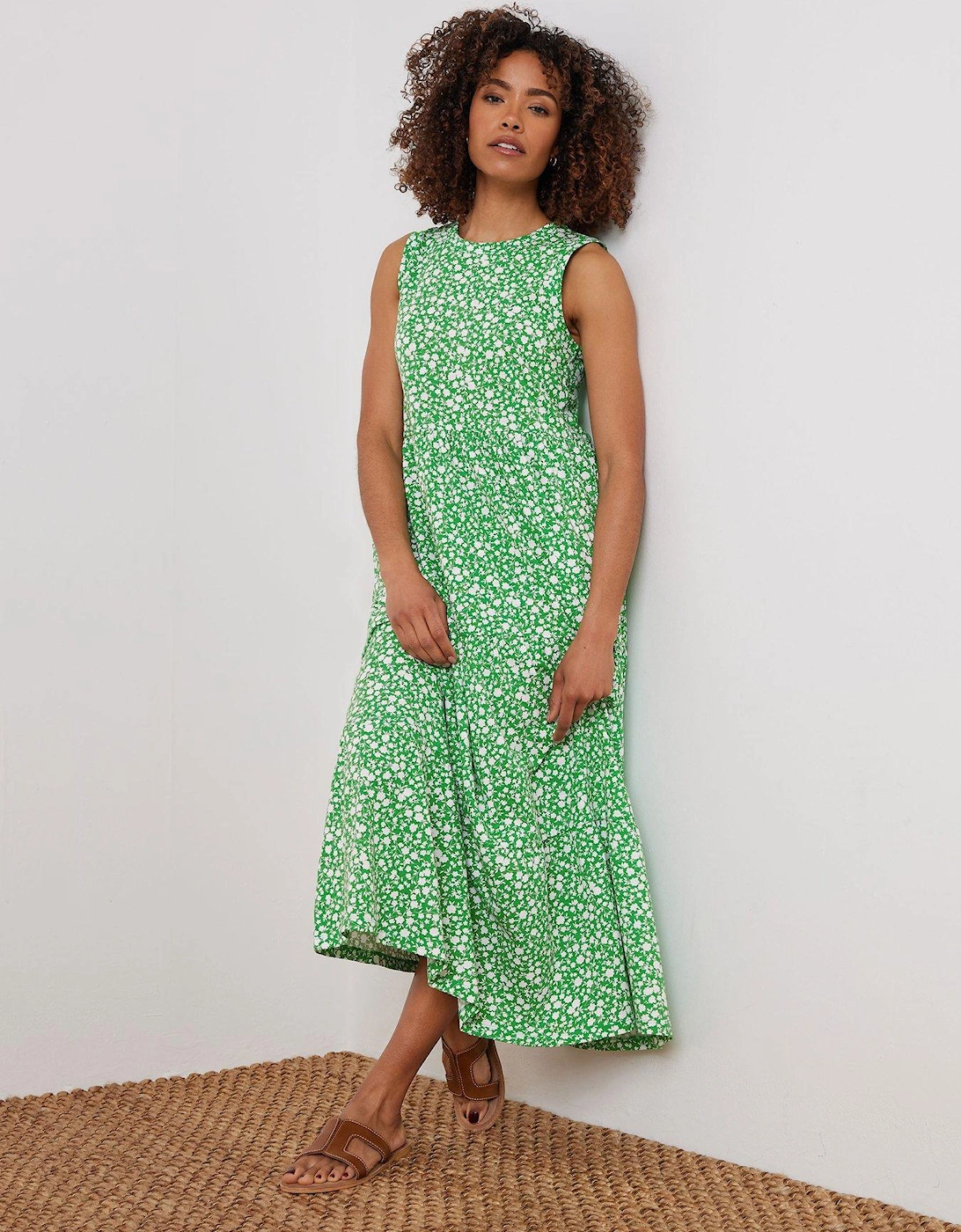Ditsy Sleeveless Dress - Green, 2 of 1