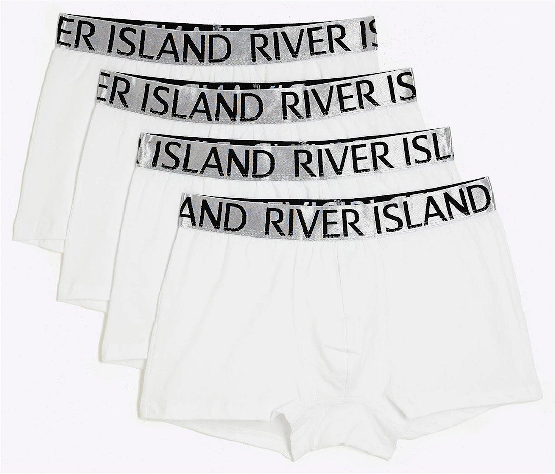 4 Pack Contrast Waistband Trunks - White, 2 of 1