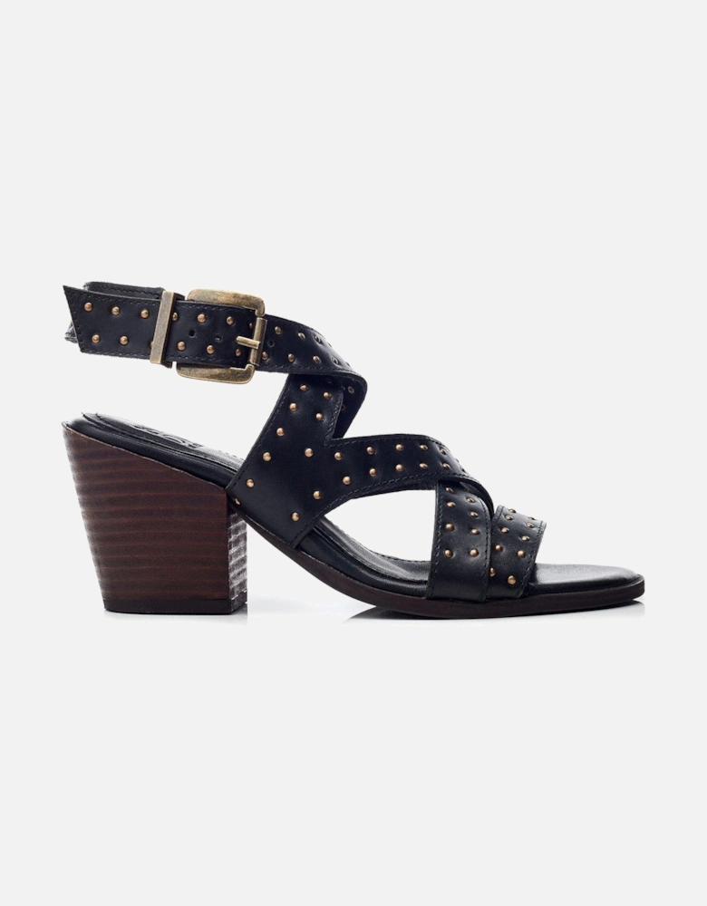 Mayley Stud Western Heeled Sandal - Black