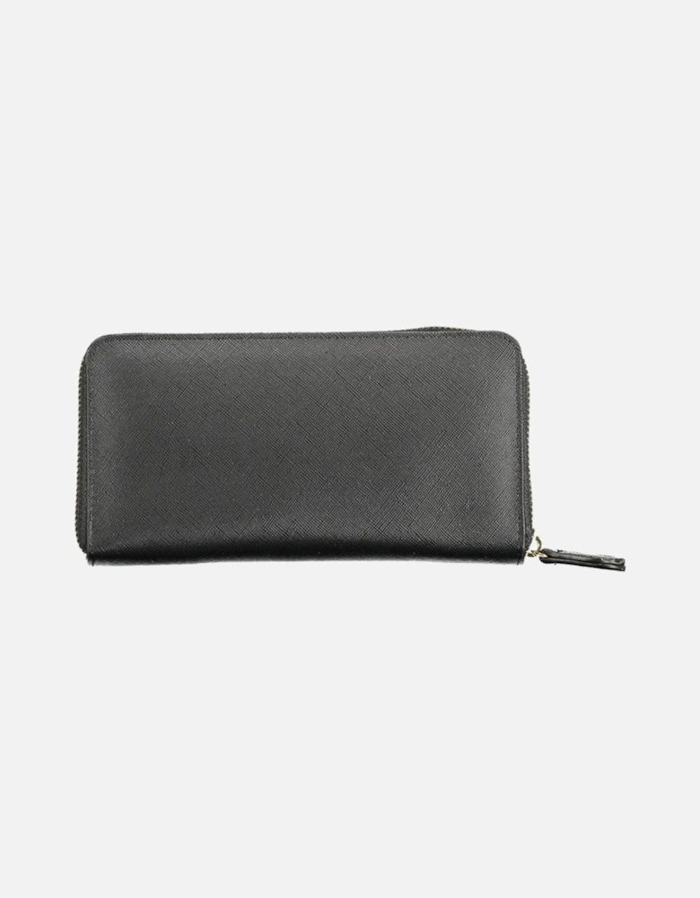 Zip-Around Wallet with Coin Purse and Logo Women - Black