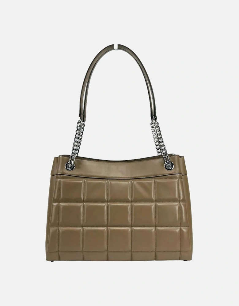 Quilted Leather Medium Chain Shoulder Tote Bag Women - Driftwood