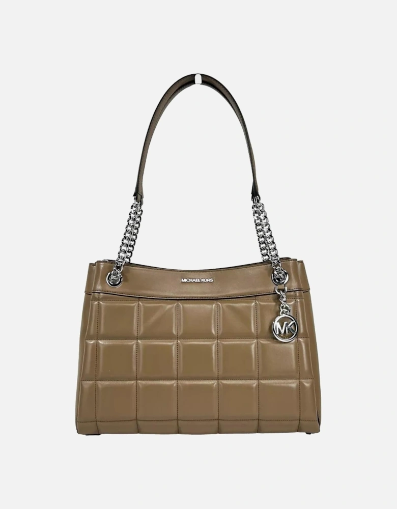 Quilted Leather Medium Chain Shoulder Tote Bag Women - Driftwood