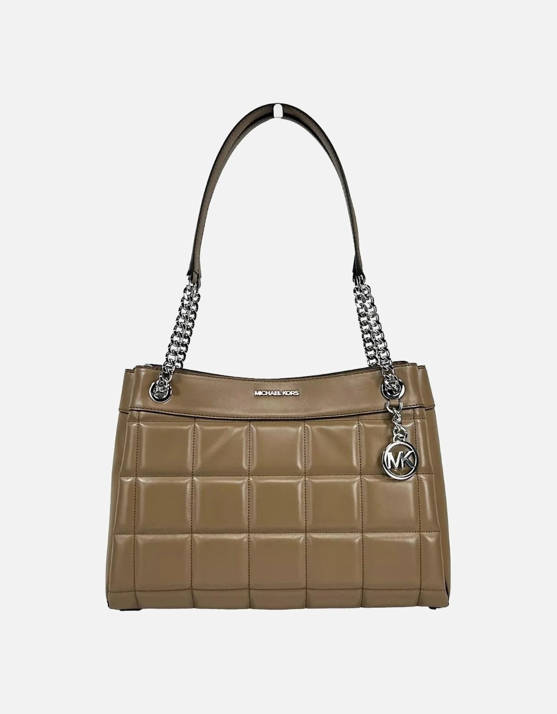 Quilted Leather Medium Chain Shoulder Tote Bag Women - Driftwood, 5 of 4