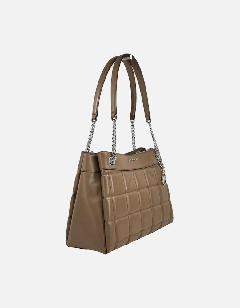 Quilted Leather Medium Chain Shoulder Tote Bag Women - Driftwood