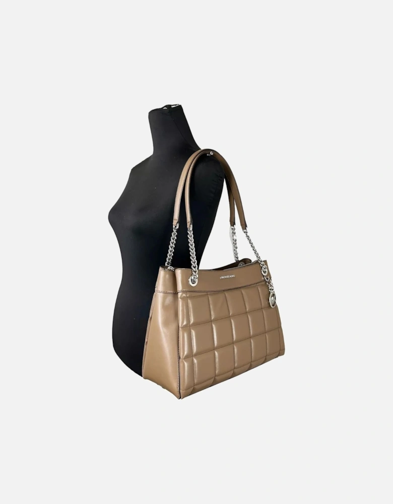 Quilted Leather Medium Chain Shoulder Tote Bag Women - Driftwood
