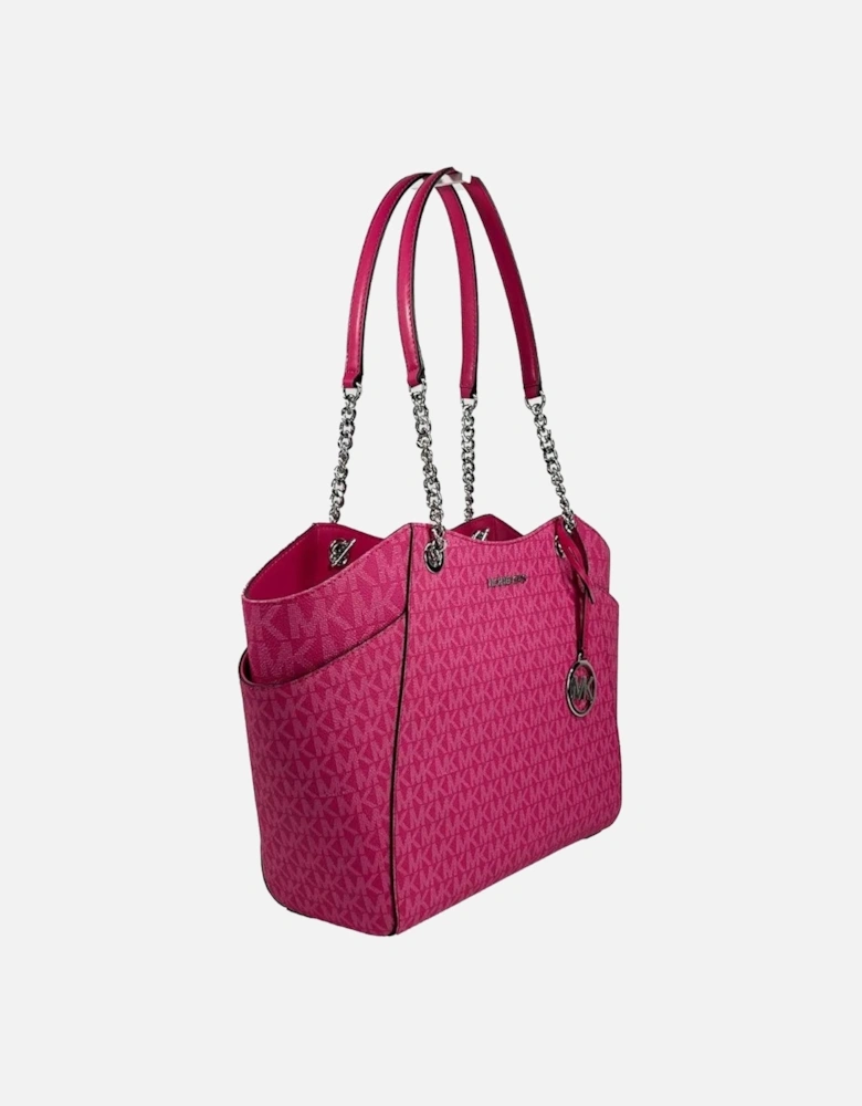 Signature PVC Shoulder Tote with Chain Handles Women - Dragon Fruit