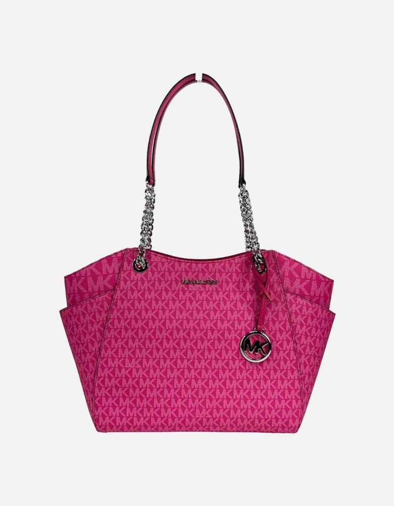 Signature PVC Shoulder Tote with Chain Handles Women - Dragon Fruit