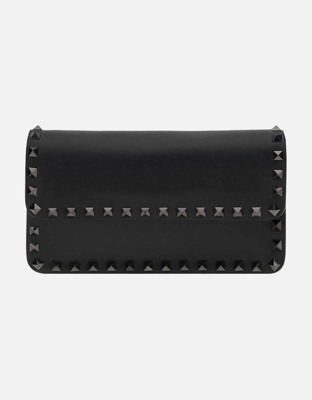 Leather Shoulder Bag with Rockstud Detailing Women - Black Wallets, 5 of 4
