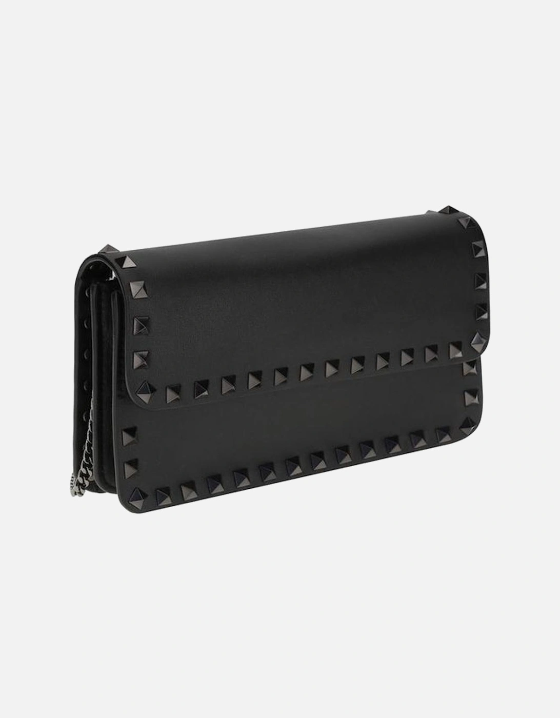 Leather Shoulder Bag with Rockstud Detailing Women - Black Wallets