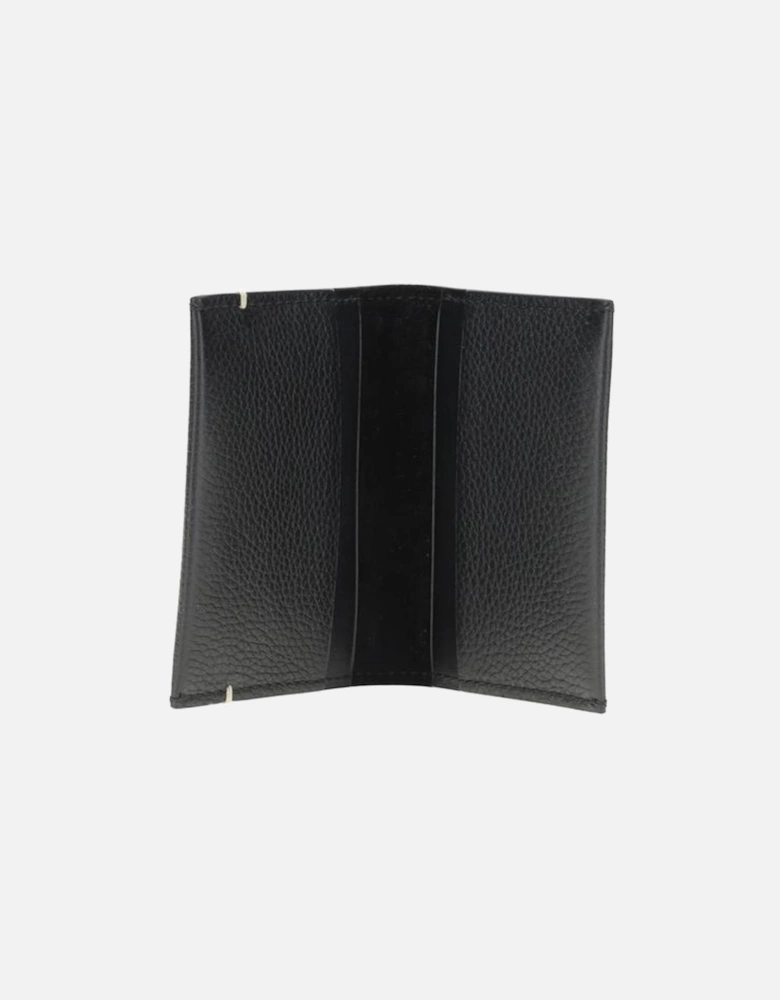 Bi-Fold Leather Card Holder with Logo Print Women - Black Wallets