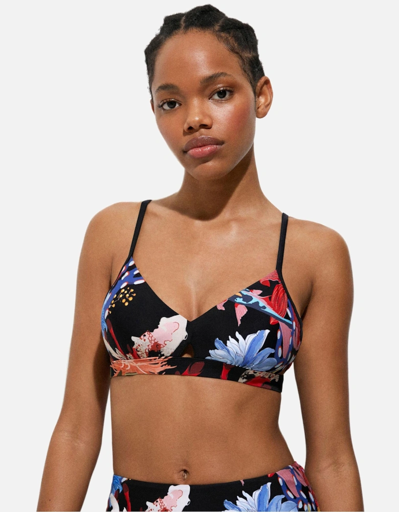 Printed Clip Fastening Beachwear Women - Black