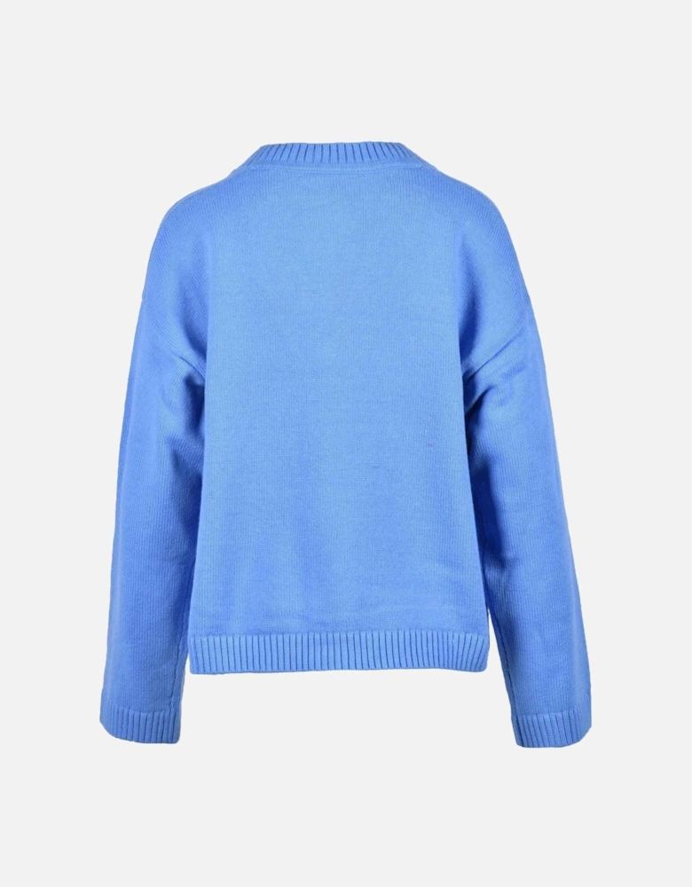 V-Neck Button Cardigan with Front Pockets Women - Light Blue Sweaters