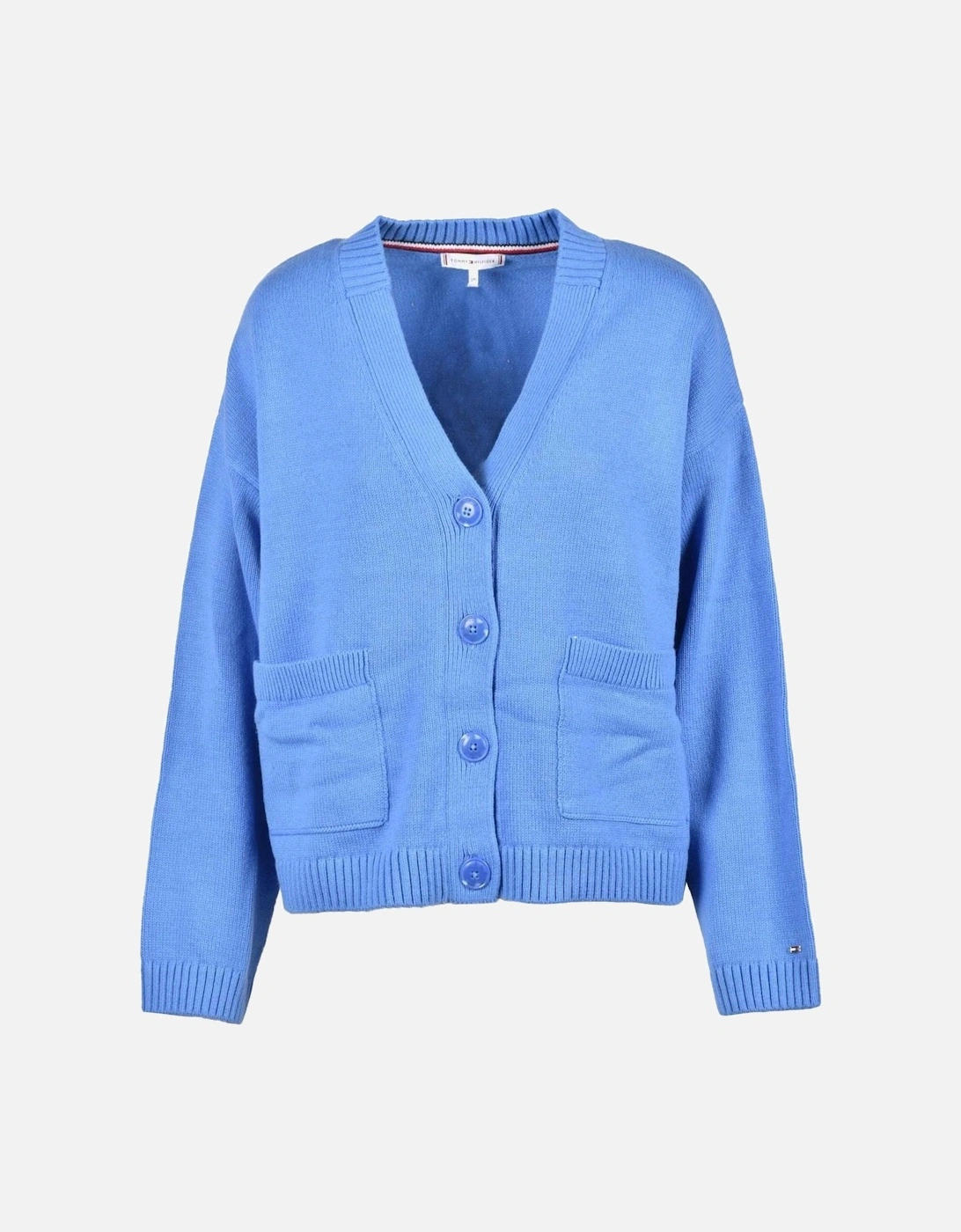 V-Neck Button Cardigan with Front Pockets Women - Light Blue Sweaters, 3 of 2