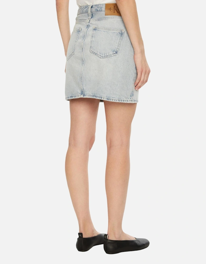 Cotton Denim Skirt with Pockets Women - Light Blue