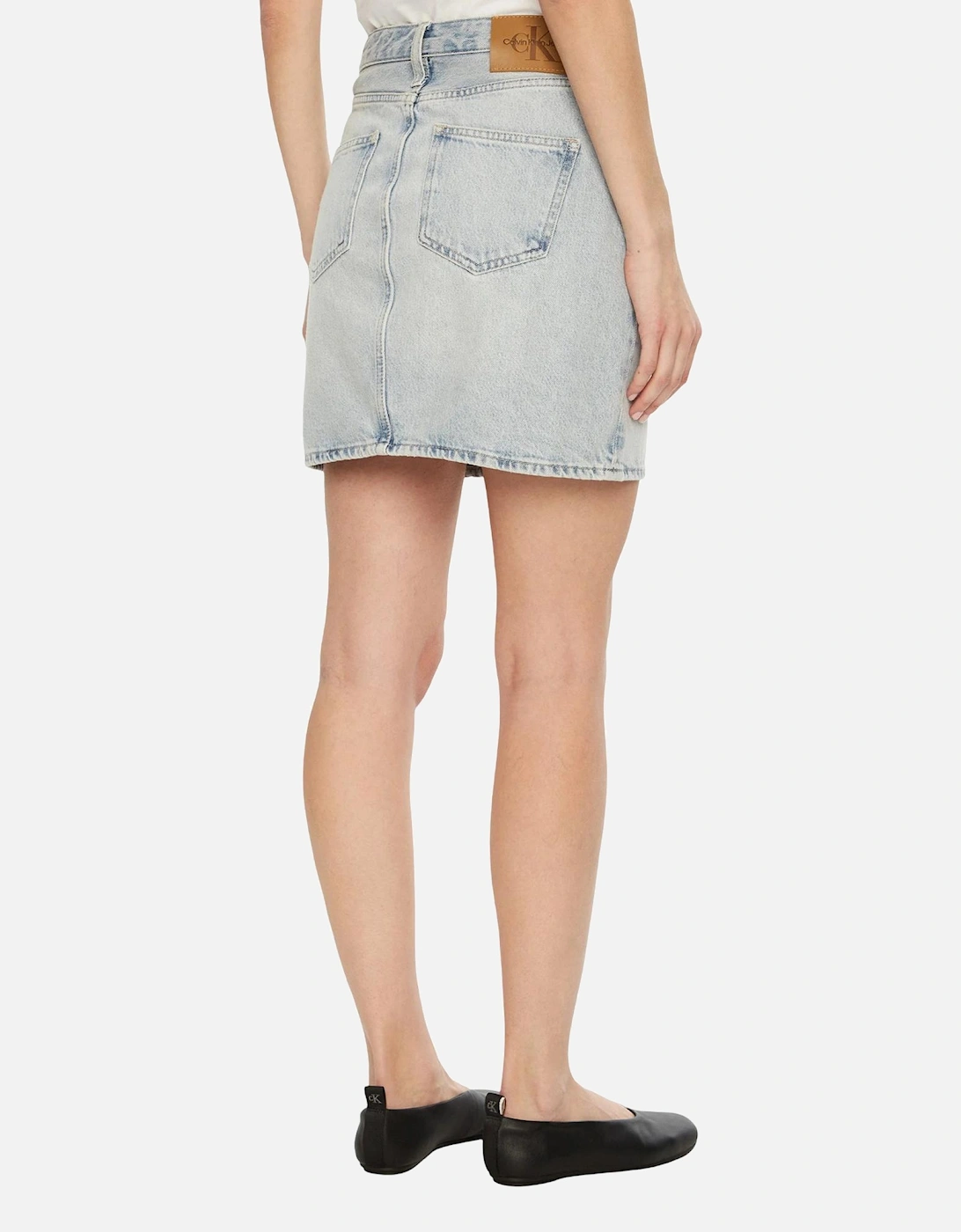 Cotton Denim Skirt with Pockets Women - Light Blue
