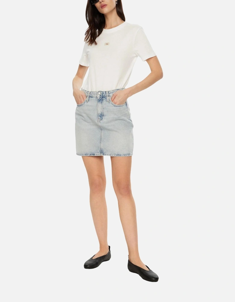 Cotton Denim Skirt with Pockets Women - Light Blue