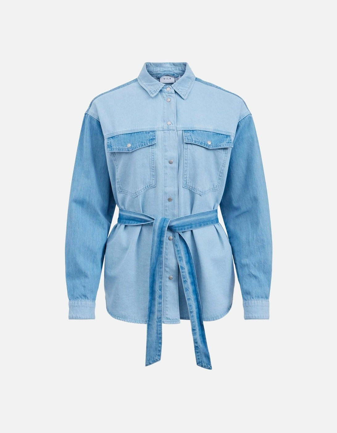 Plain Cotton Long Sleeve Shirt Women - Light Blue, 3 of 2