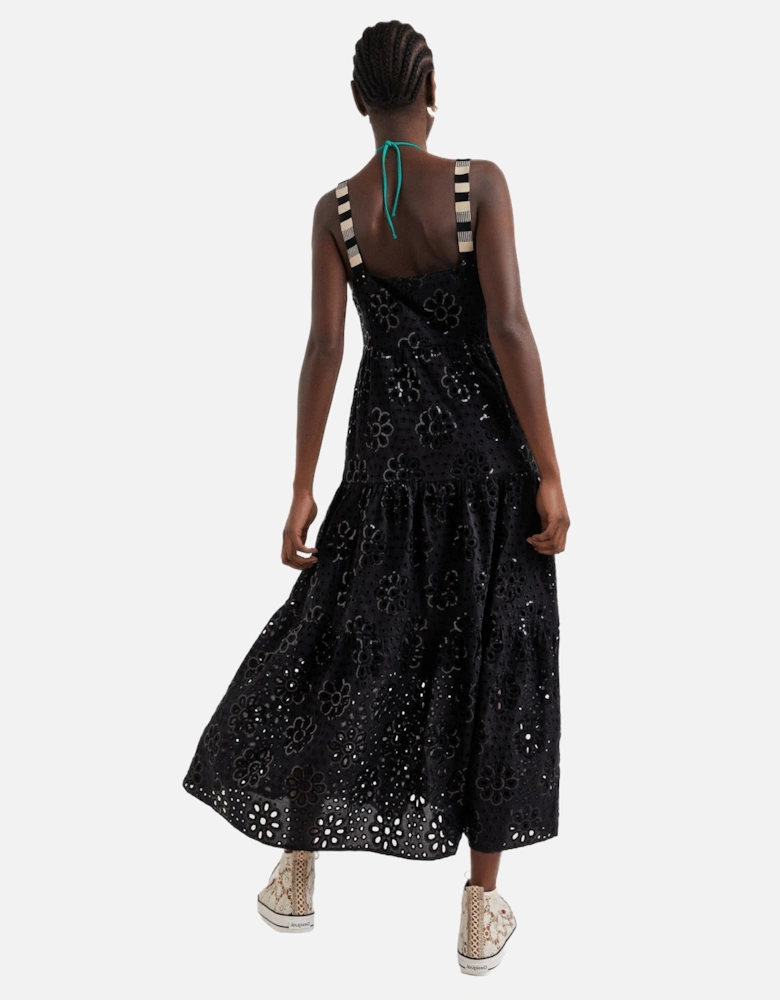 Square Neckline Cotton Dress Women - Black Dresses