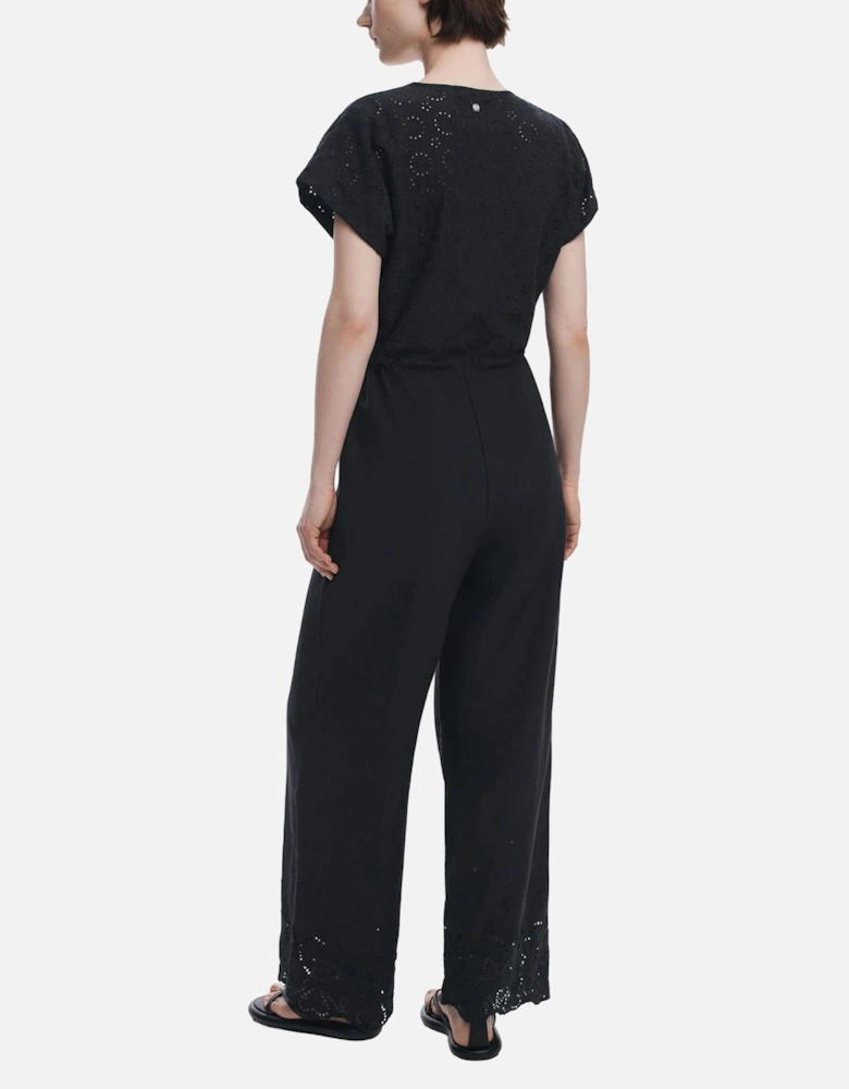 V-Neck Short Sleeve Jumpsuit Women - Black