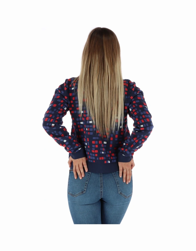 Checked Cardigan with Automatic Buttons Women - Blue Sweaters