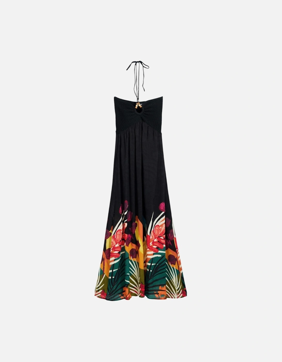 Floral Pattern Viscose Blend Dress Women - Black Dresses, 4 of 3