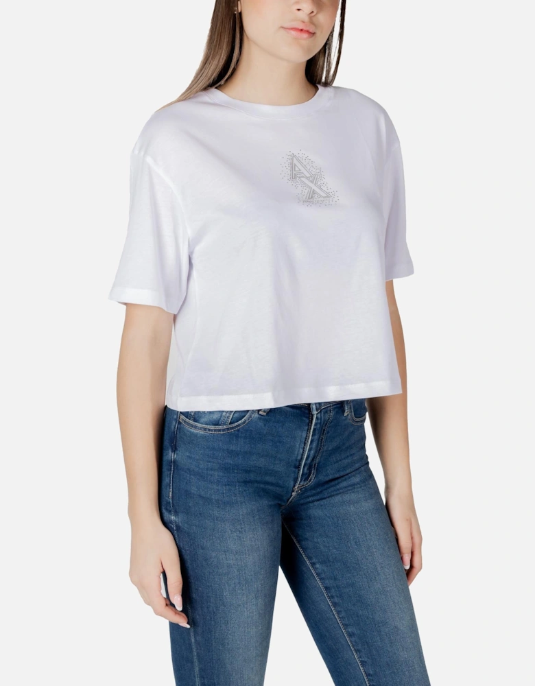 Short Sleeve Round Neck Cotton T-Shirt Women - White Shirts