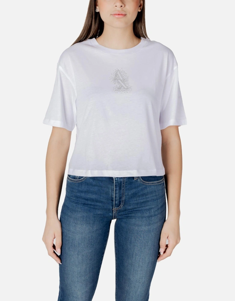 Short Sleeve Round Neck Cotton T-Shirt Women - White Shirts